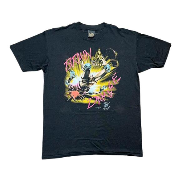 Vintage 90s Bone Cracker Brain Damage 3D Emblem Black Tee